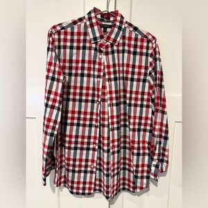 Banana Republic Red and Black Plaid Non-Iron Shirt